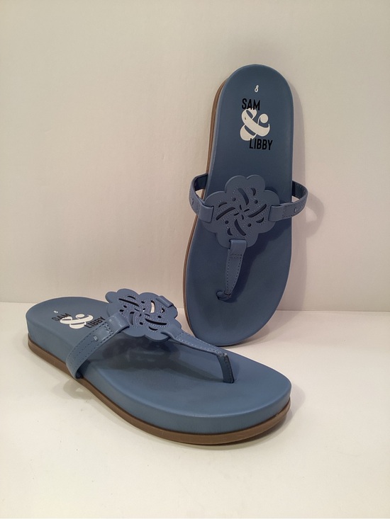 Sam & Libby Shoes - A18 Sam & Libby Light Blue Floral Thong Sandals